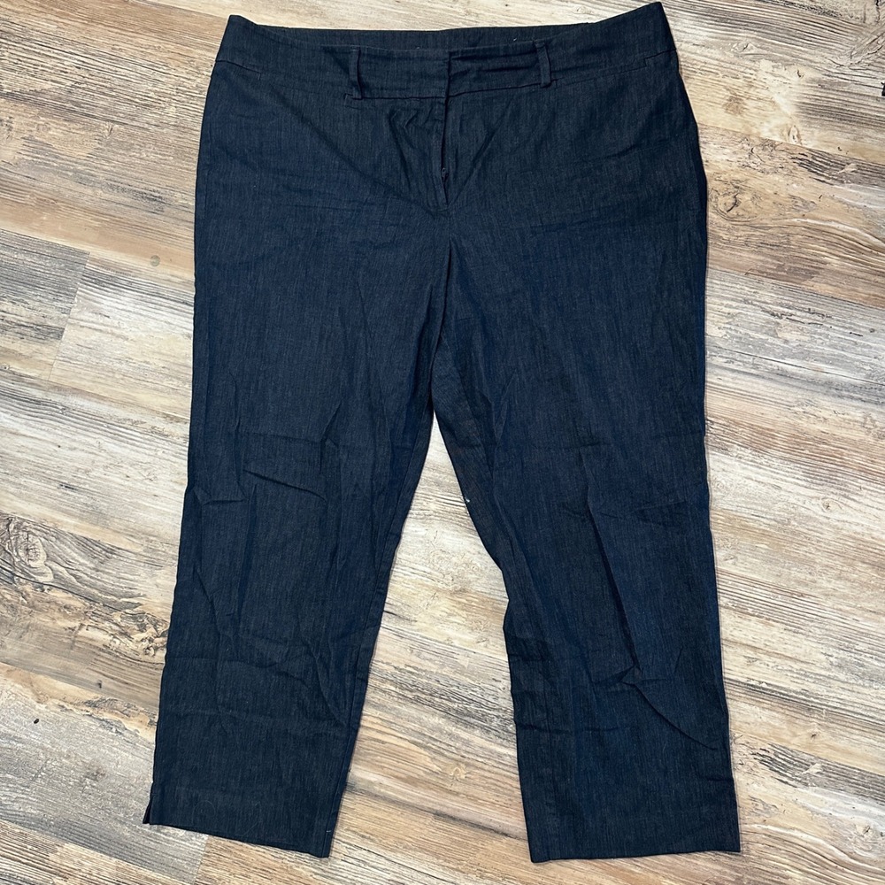 Ann Taylor Factory Curvy Fit Cropped Pants Indigo Blue Size 16 Stretch Trousers